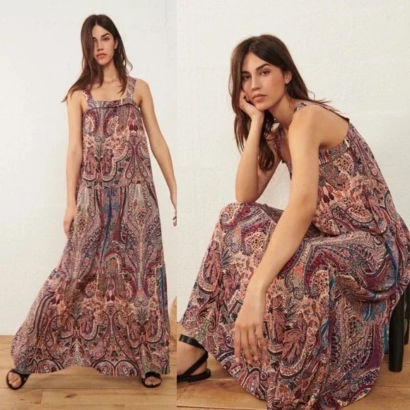 Ba&sh Parisian Bohemian Multi-coloured Open Back Maxi Dress, Size 6 - Picture 3 of 16